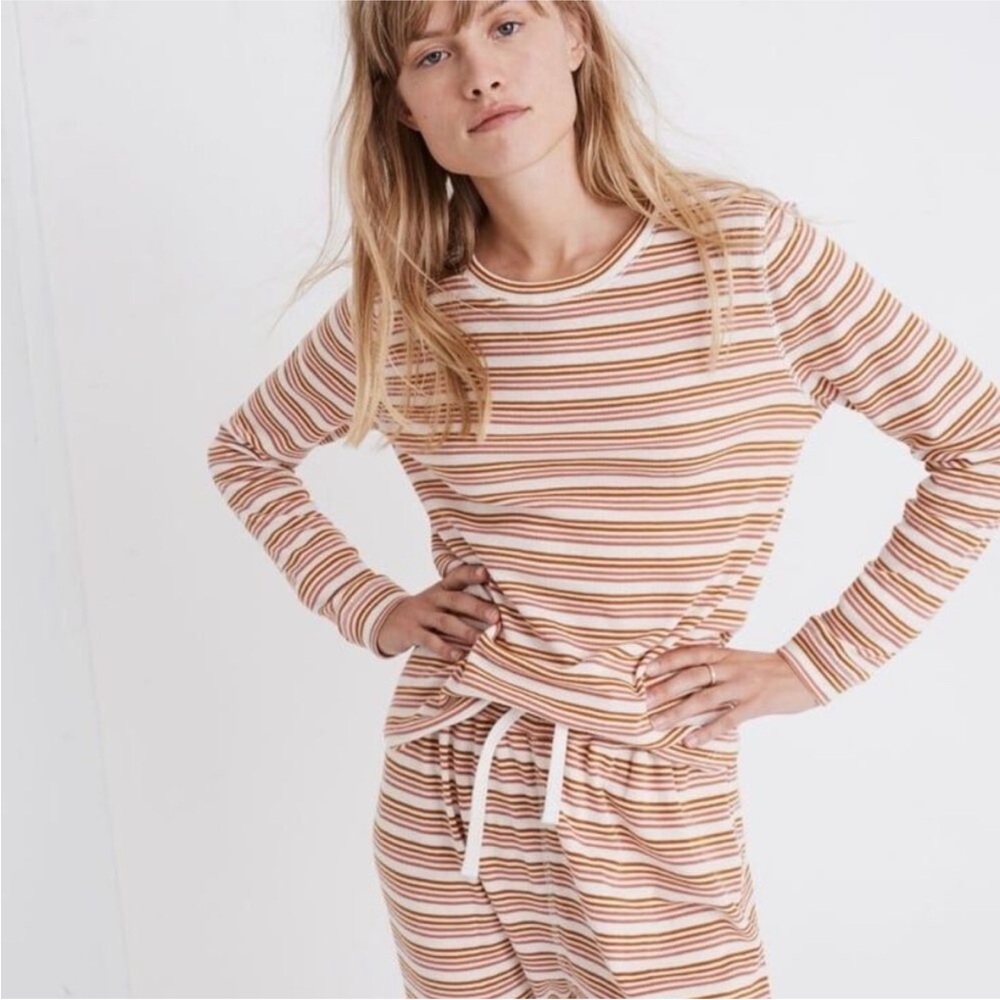 Madewell Honeycomb Waffle-Knit Pajama Set Kasson Stripe | Lounge Set XS
